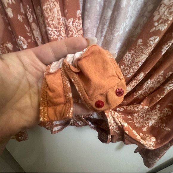 Free People Turnt Wrap Bodysuit - Rust Floral Wrap-Style Long Sleeve Top - Women - Picture 7 of 7